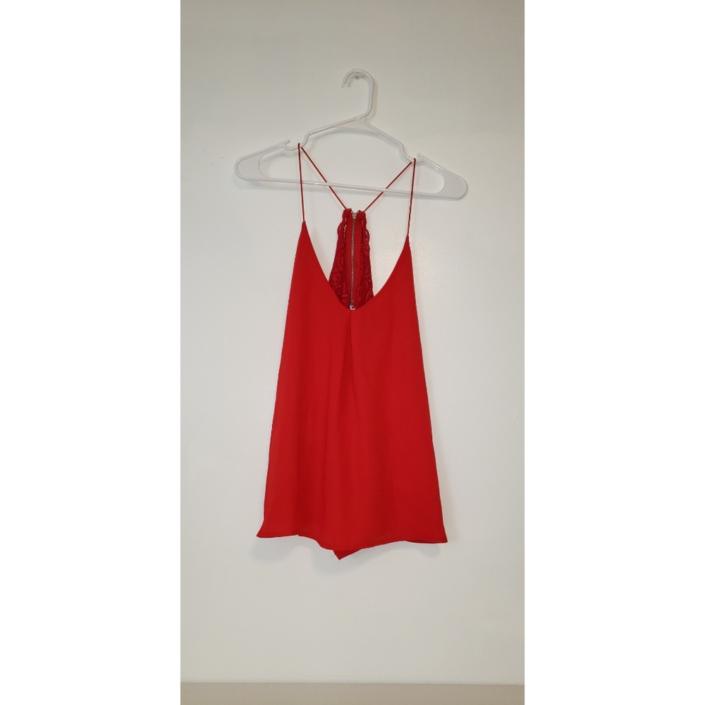Red open back tank top